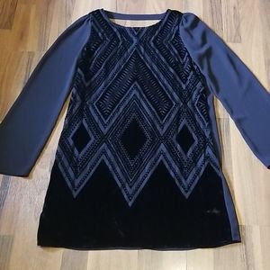 Express Black Velvet Low Back Shift Dress